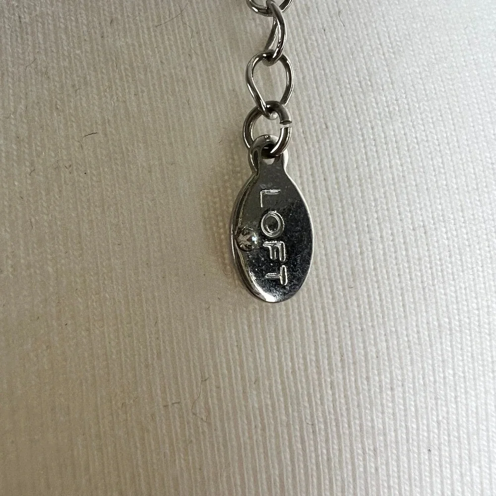 LOFT Silver Tone Necklace 3-Layer Gray Teardrop Pendant Adjustable Chain